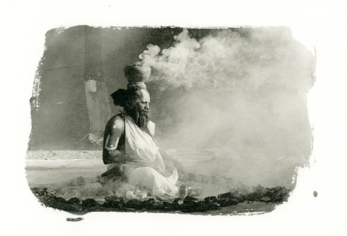 Panch Agni Tapasiya,Madhya Pradesh,sadhu ritual,,India, silver emulsion print